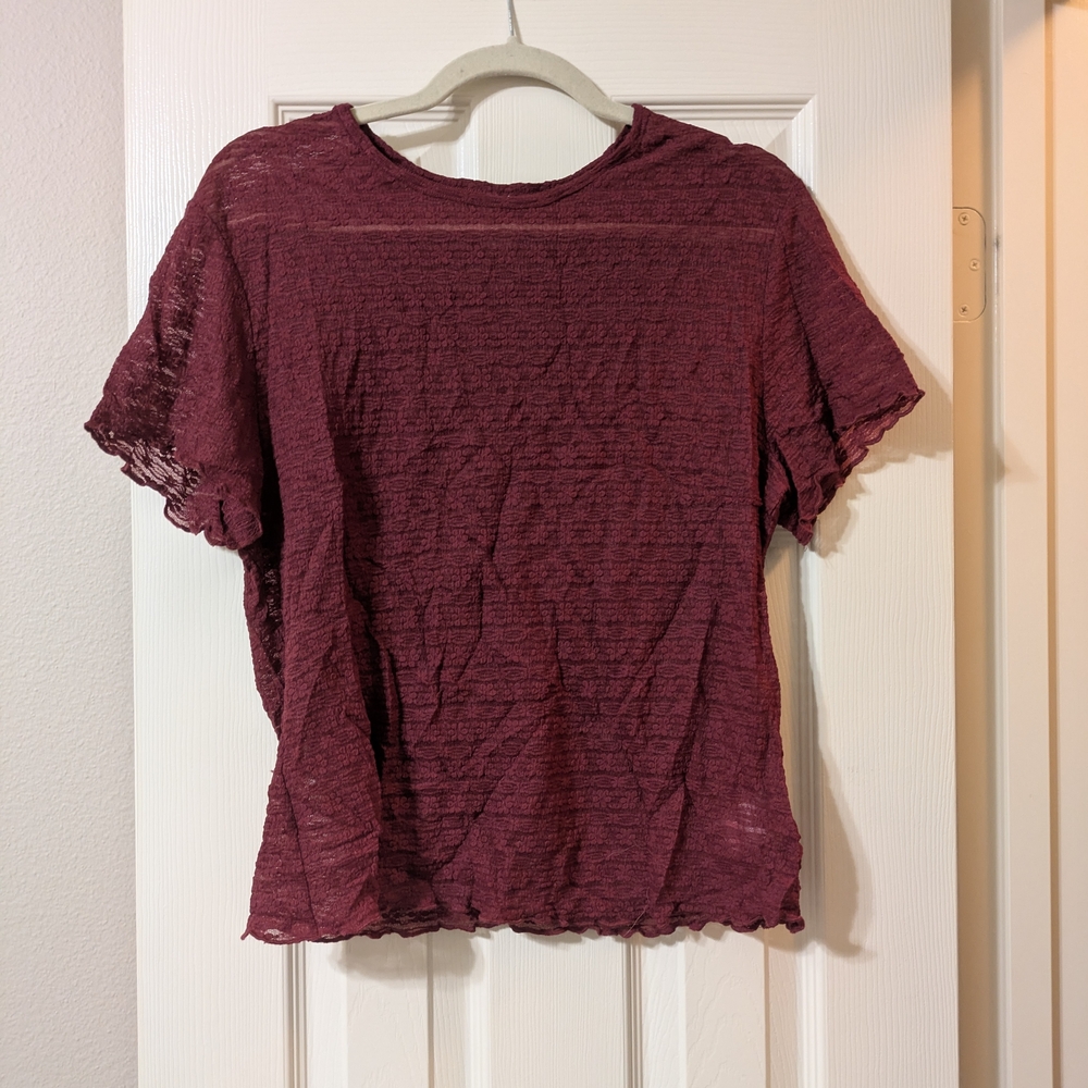 No Boundaries Burgundy Short Sleeve Top